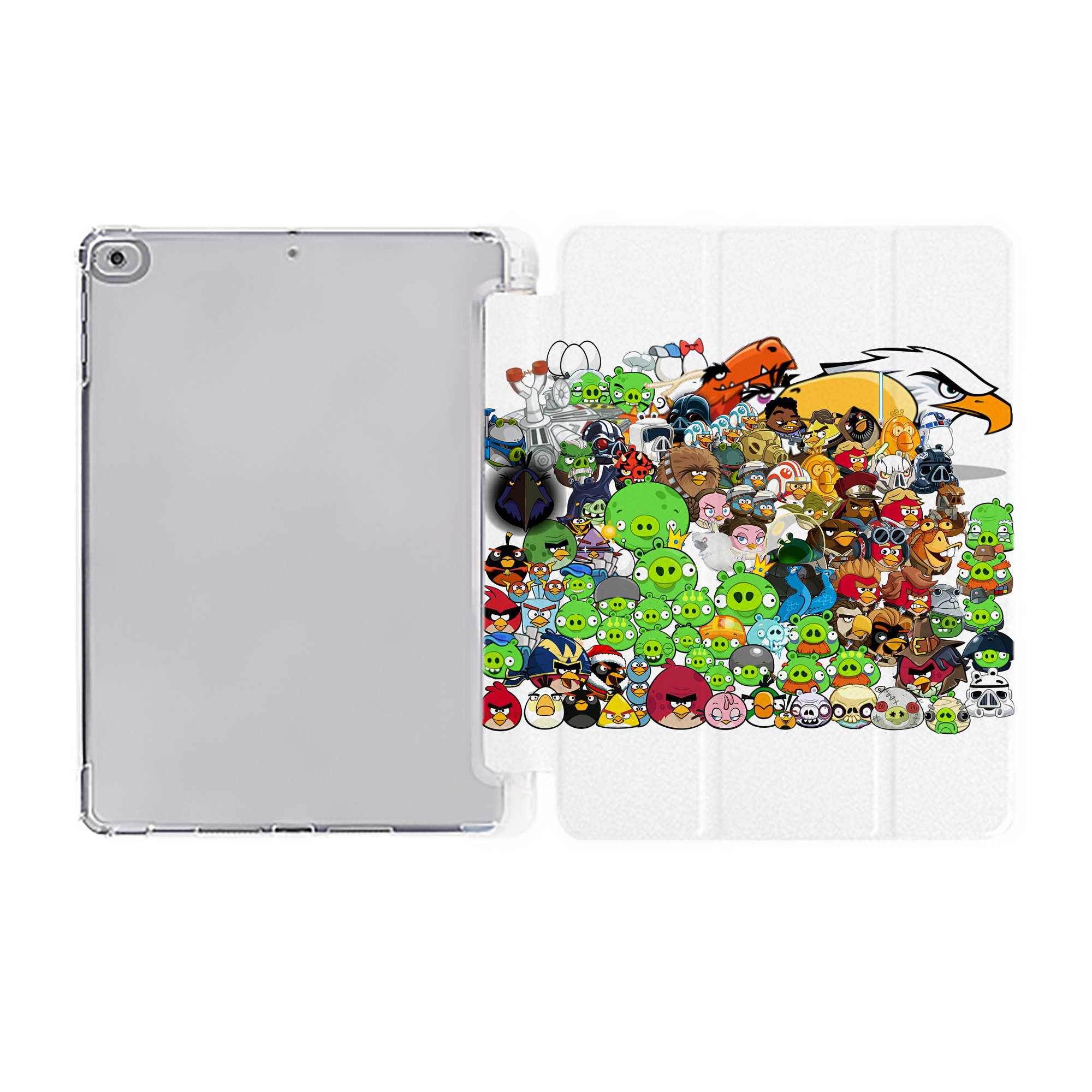 （画像用） Angry Birds アングリーバード IPad ケース ペン収納付き 三つ折りスタンド PUレザー×シリコン 対応機種9.5/10.5/10.9インチ